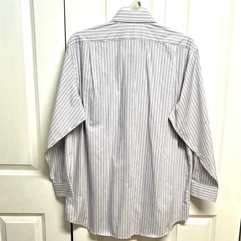Paul Fredrick White & Light Green Pinstripe Pocket Dress Shirt Size 17 NWOT - Picture 5 of 7